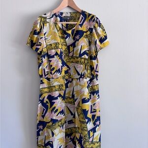 COTELAC Multicolored Midi Dress with Puff Sleeves. Great used condition.